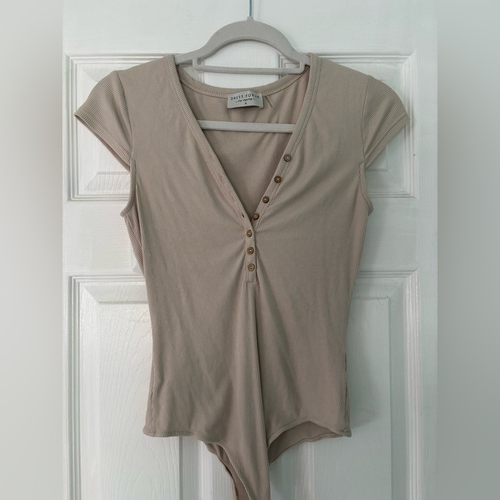 Taupe Buttoned Bodysuit